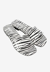 Paris Texas Rosa Zebra Print Flat Sandals Monochrome PX796-XPZSF-ZEBRA