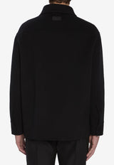 Fendi Logo Plaque Wool Overshirt Black FW1500-AVIX-F1FL8