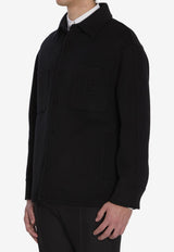 Fendi Logo Plaque Wool Overshirt Black FW1500-AVIX-F1FL8