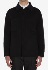 Fendi Logo Plaque Wool Overshirt Black FW1500-AVIX-F1FL8