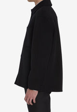Fendi Logo Plaque Wool Overshirt Black FW1500-AVIX-F1FL8