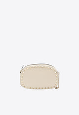 Valentino Oval Rockstud Crossbody Bag in Grained Leather Ivory 7W2P0AR4-VSH-I16
