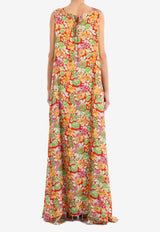 Plan C Floral Print Maxi Dress Multicolor ABCAB06LN0-TV009-FIR02