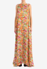 Plan C Floral Print Maxi Dress Multicolor ABCAB06LN0-TV009-FIR02