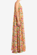 Plan C Floral Print Maxi Dress Multicolor ABCAB06LN0-TV009-FIR02