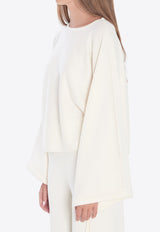 Max Mara Frais Wool Cropped Sweater White 2521366101600-12022-001