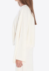 Max Mara Frais Wool Cropped Sweater White 2521366101600-12022-001