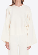 Max Mara Frais Wool Cropped Sweater White 2521366101600-12022-001