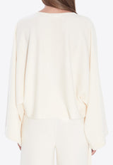 Max Mara Frais Wool Cropped Sweater White 2521366101600-12022-001