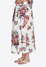 Dolce & Gabbana Floral Bouquet Print Midi Poplin Skirt Multicolor F4DC7T-HS5UU-HA5ZO