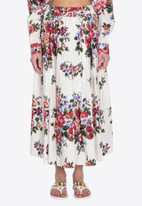 Dolce & Gabbana Floral Bouquet Print Midi Poplin Skirt Multicolor F4DC7T-HS5UU-HA5ZO