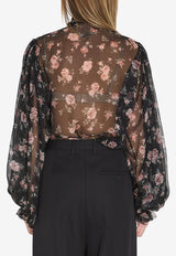 Dolce & Gabbana Vintage Rose Chiffon Blouse Black F7BL0T-IS10R-HN5XQ