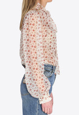 Dolce & Gabbana Vintage Rose Chiffon Blouse White F7BK7T-IS10I-HA5XJ