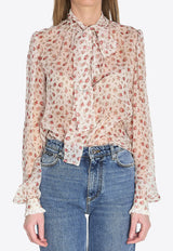 Dolce & Gabbana Vintage Rose Chiffon Blouse White F7BK7T-IS10I-HA5XJ