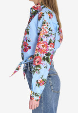Dolce & Gabbana Floral Bouquet Print Knotted Shirt Multicolor F5T76T-HS5UU-HC5ZO