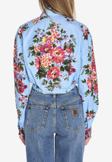 Dolce & Gabbana Floral Bouquet Print Knotted Shirt Multicolor F5T76T-HS5UU-HC5ZO