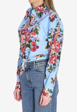 Dolce & Gabbana Floral Bouquet Print Knotted Shirt Multicolor F5T76T-HS5UU-HC5ZO
