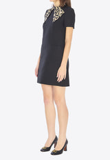 Valentino Crepe Couture Bow Mini Dress Black 7B3VAFH5-1CF-BNH