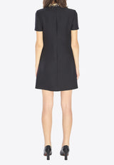 Valentino Crepe Couture Bow Mini Dress Black 7B3VAFH5-1CF-BNH