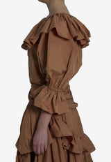 Chloé Ruffled Poplin Blouse Brown CH26UH101144--26U