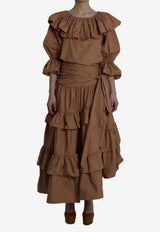 Chloé Ruffled Poplin Blouse Brown CH26UH101144--26U