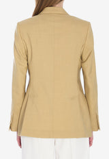 Max Mara Mohair and Silk Double-Breasted Blazer Beige 2511041151600-10254-001