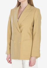 Max Mara Mohair and Silk Double-Breasted Blazer Beige 2511041151600-10254-001