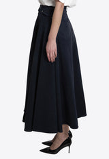 Balenciaga Godet Washed Denim Midi Flared Skirt Blue 856906-TTW64-8074