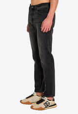 Dolce & Gabbana Logo Plaque Straight-Leg Jeans Gray GYJCCD-G8OM9-S9001