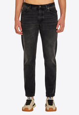 Dolce & Gabbana Logo Plaque Straight-Leg Jeans Gray GYJCCD-G8OM9-S9001