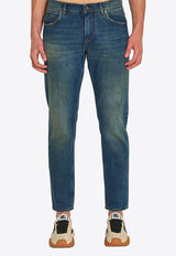 Dolce & Gabbana Logo Plaque Faded Jeans Blue GYJCCD-G8OL5-S9001