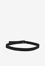 Saint Laurent Cassandre Calf Leather Belt Black 864585-BOO0E-1000