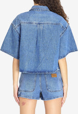 Alexander Wang Cropped Denim Shirt Blue 4DC1261938--400C
