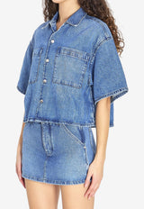 Alexander Wang Cropped Denim Shirt Blue 4DC1261938--400C