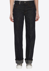 Burberry Straight-Leg Logo Jeans Indigo 8101680--C1765