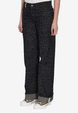 Burberry Straight-Leg Logo Jeans Indigo 8101680--C1765