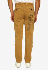 Incotex Red X Facetasm Paint Effect Straight-Leg Pants Beige FTP008-FX006-510