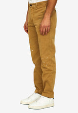 Incotex Red X Facetasm Paint Effect Straight-Leg Pants Beige FTP008-FX006-510