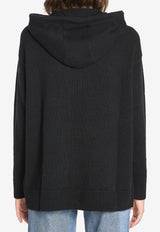 Max Mara Liana Hooded Sweater in Wool and Cashmere Black 2521366132600-12021-007