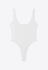 Versace Embroidered Logo Rib Knit Bodysuit White 1019688-1A09551-1W010