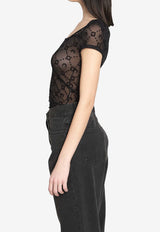 Marine Serre Monogram Mesh Top Black WTO389AC-JER0005-BK99