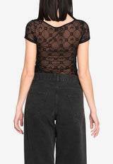 Marine Serre Monogram Mesh Top Black WTO389AC-JER0005-BK99