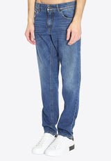 Dolce & Gabbana Logo Plaque Straight-Leg Jeans Blue GYJCCD-G8NZ5-S9001