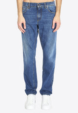 Dolce & Gabbana Logo Plaque Straight-Leg Jeans Blue GYJCCD-G8NZ5-S9001