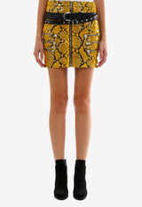 Unravel Project Python Leather Mini Skirt Yellow UWJC008F19LEA001--6010