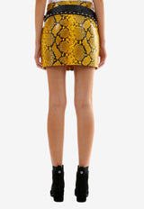 Unravel Project Python Leather Mini Skirt Yellow UWJC008F19LEA001--6010