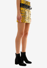 Unravel Project Python Leather Mini Skirt Yellow UWJC008F19LEA001--6010