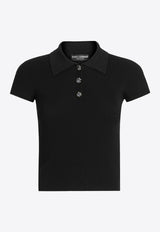 Dolce & Gabbana Cropped Knit Polo T-shirt Black FXZ41Z-JFMHG-N0000