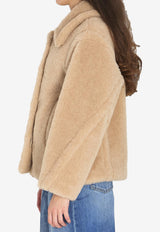 Max Mara Short Teddy Coat in Wool-Blend Beige 2611081011600-10501-029