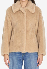 Max Mara Short Teddy Coat in Wool-Blend Beige 2611081011600-10501-029